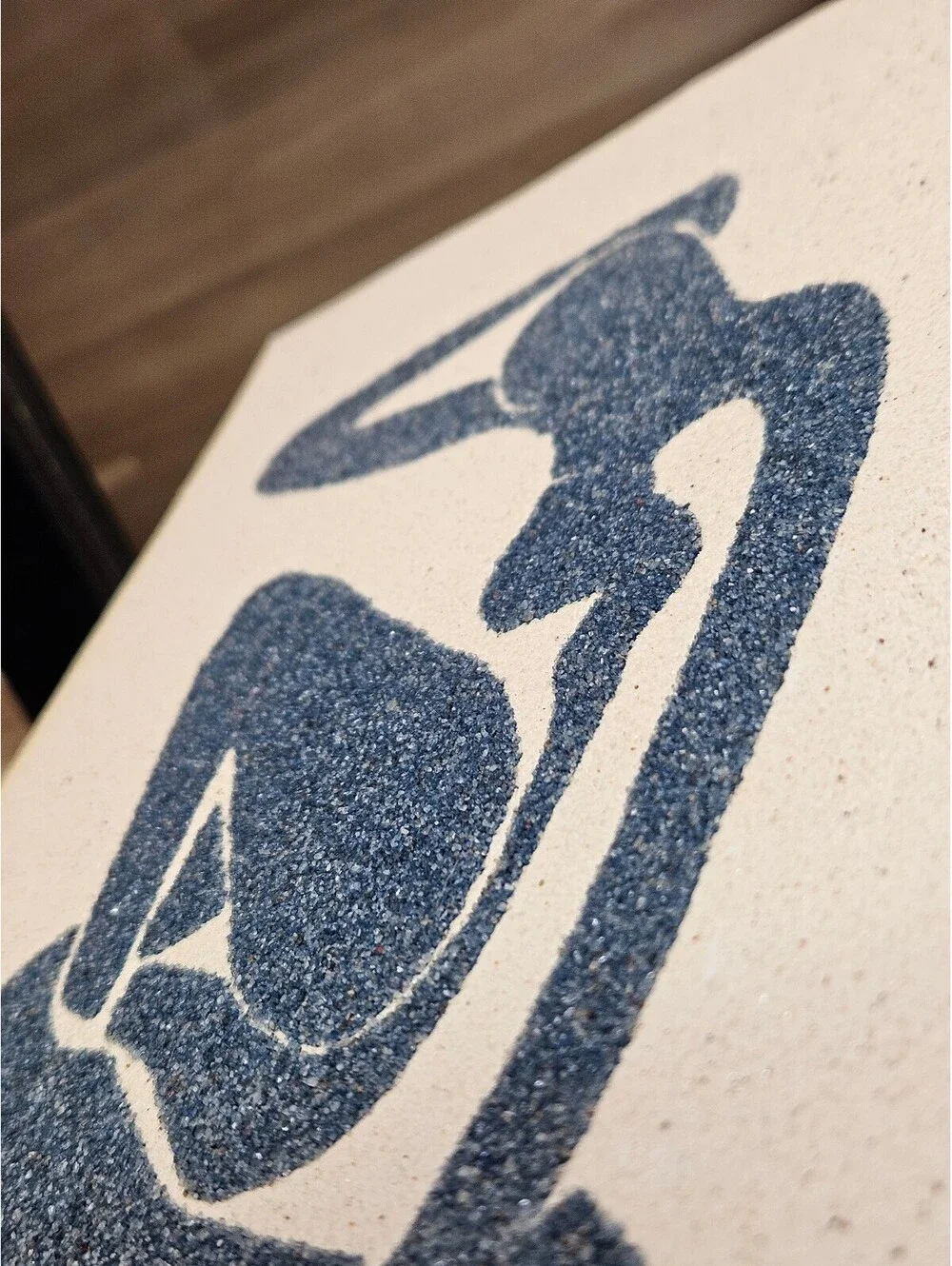 Vintage Framed Matisse Style Blue Seated Female Silhouette Textured Sand Art